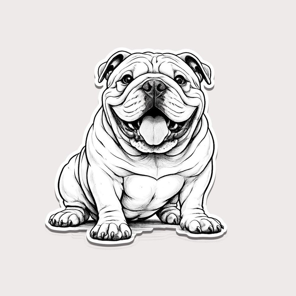 English Bulldog Vinyl Sticker Decal – 3×3 Cute Dog Window Laptop Waterproof Art