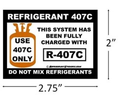 Refrigerant Retrofit Stickers X10- Properly Label Unit After Converting to R407C
