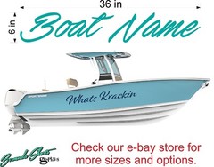 Boat Name Decal 6×36″ / Custom Hull Graphic / Premium Marine Vinyl Lettering