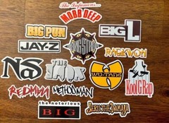 15 90’s Rap Logo Sticker Pack – Clear, Holographic, or White- Jay-Z Nas Hip-Hop