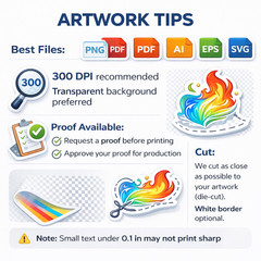 Custom Logo Stickers Vinyl Die Cut Decals Waterproof UV Resistant 2″-20″