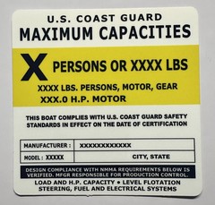 Custom Boat Capacity Plate Decal Sticker | USCG 4×4 Marine Tag 3M