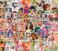 20/40 Piece Pop Art Girls Sticker Pack – Matte Vinyl – Sexy Funny Women