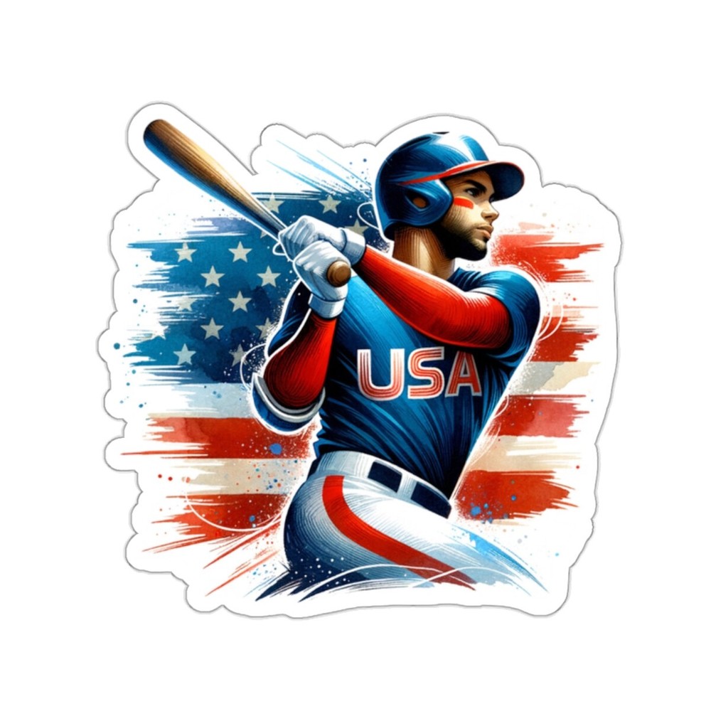 Sticker American Baseball Player Team USA Sports Olympic 2×2″ 3×3″ 4×4″ 6×6″