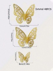 48Pcs Multicolor 3D Hollow Butterfly Wall Stickers For Home Decor