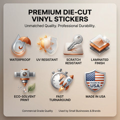 Custom Printed Vinyl Stickers Die Cut Logo Waterproof UV Resistant 2″–20″ Sizes