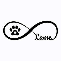 Personalized Infinity Paw Print Name Decal – Custom Pet Sticker 7×2.5 in