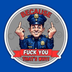 Because F You That’s Why Police Officer Funny 3″ Vinyl Sticker