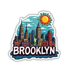 Brooklyn New York Fridge Magnet or Laptop Sticker