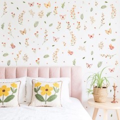 Boho Flower Wall Sticker Small Floral Wall Decals Peel and Stick Wildflower L…