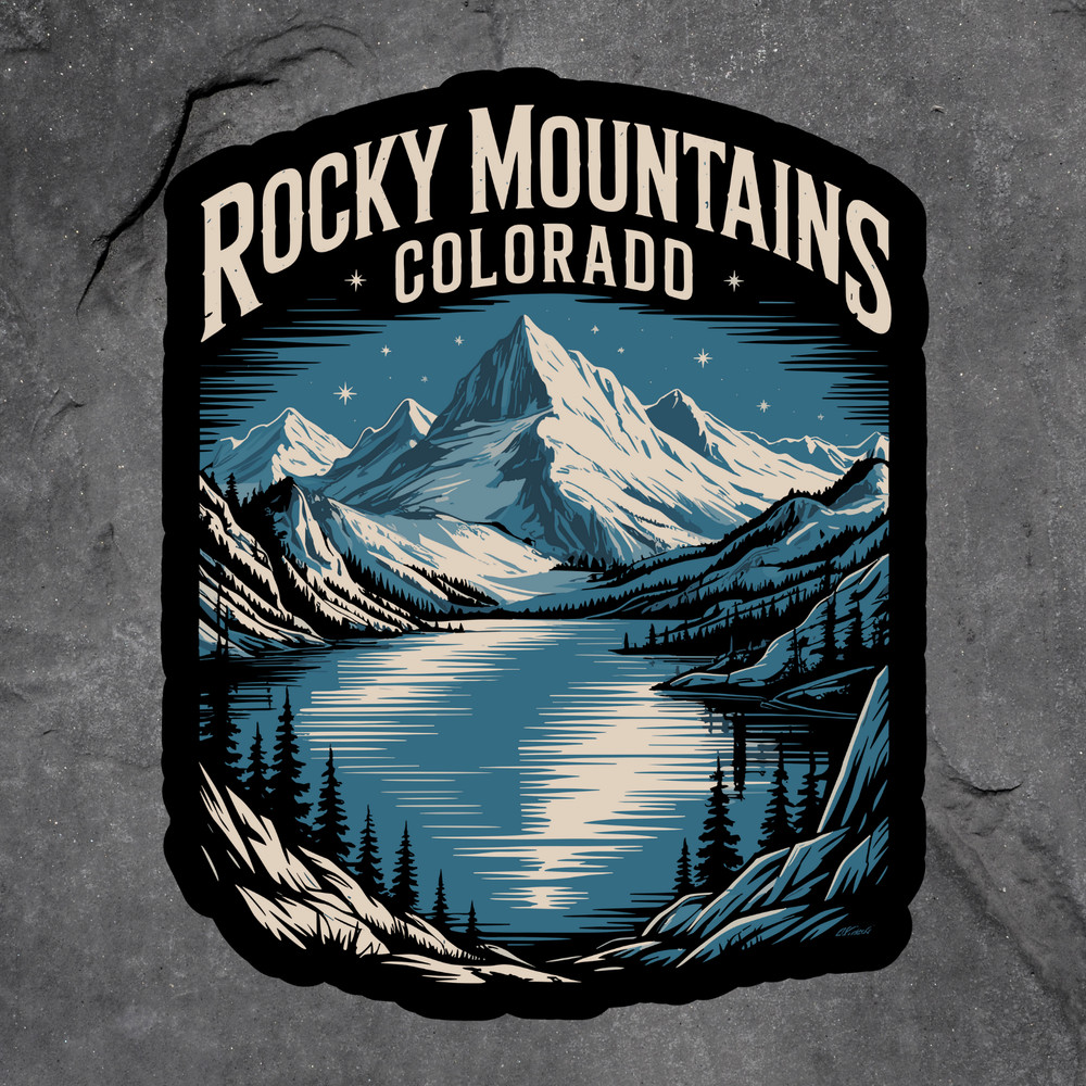 Rocky Mountains Colorado sticker vinyl decal lake destination fishing camping