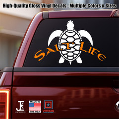 Salt Life Sea Turtle Vinyl Sticker, Car Decal for Truck, Jeep, Window, Bumper