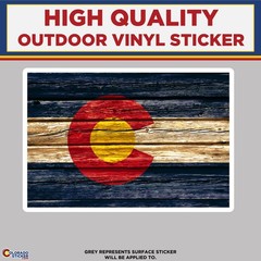 Wood Grain Colorado State Flag, High Quality Vinyl Stickers