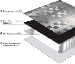 XUANINY Peel and Stick Metal 10 sheets, Square +Rectangle Stainless Steel