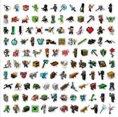 20 PCS Mine Craft (Unofficial) Block Pixel Video Game Stickers 2 BRAND NEW